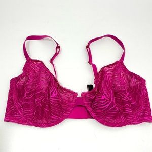 NWOT Victoria Secret Unlined Demi Hot Pink Zebra Striped Bra